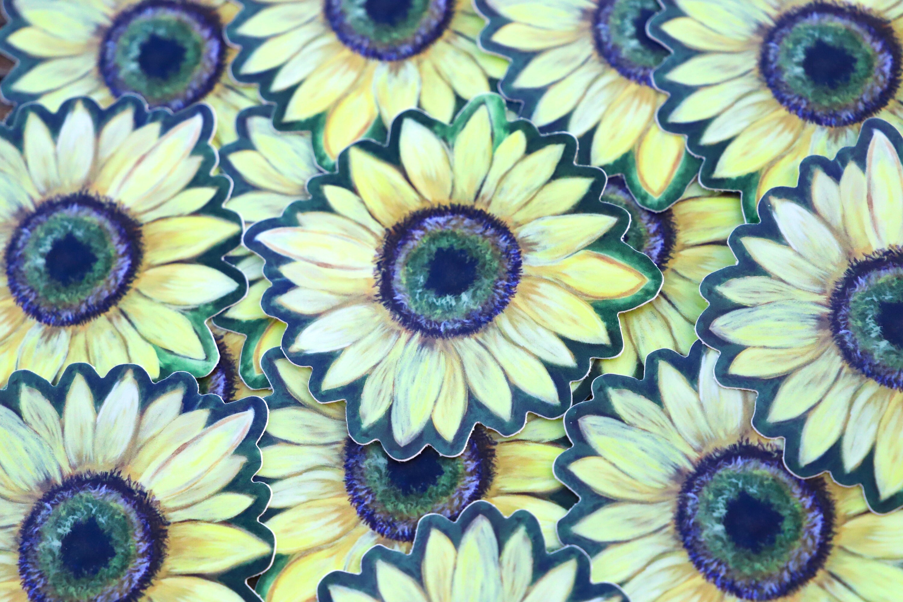 Sunflower Laptop Sticker - 3 Inch Vinyl Sunflower Decal or Water Bottle ...