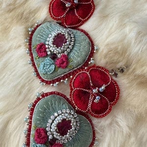 SALSA Ruby Heart Embroidered Earrings