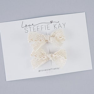 Lace Pigtail Bows | Ivory
