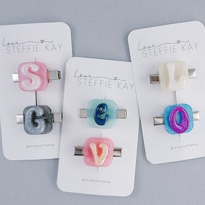 Custom Letter Hair Clip | Resin