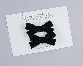 Velvet Pigtail Bows | Ebony