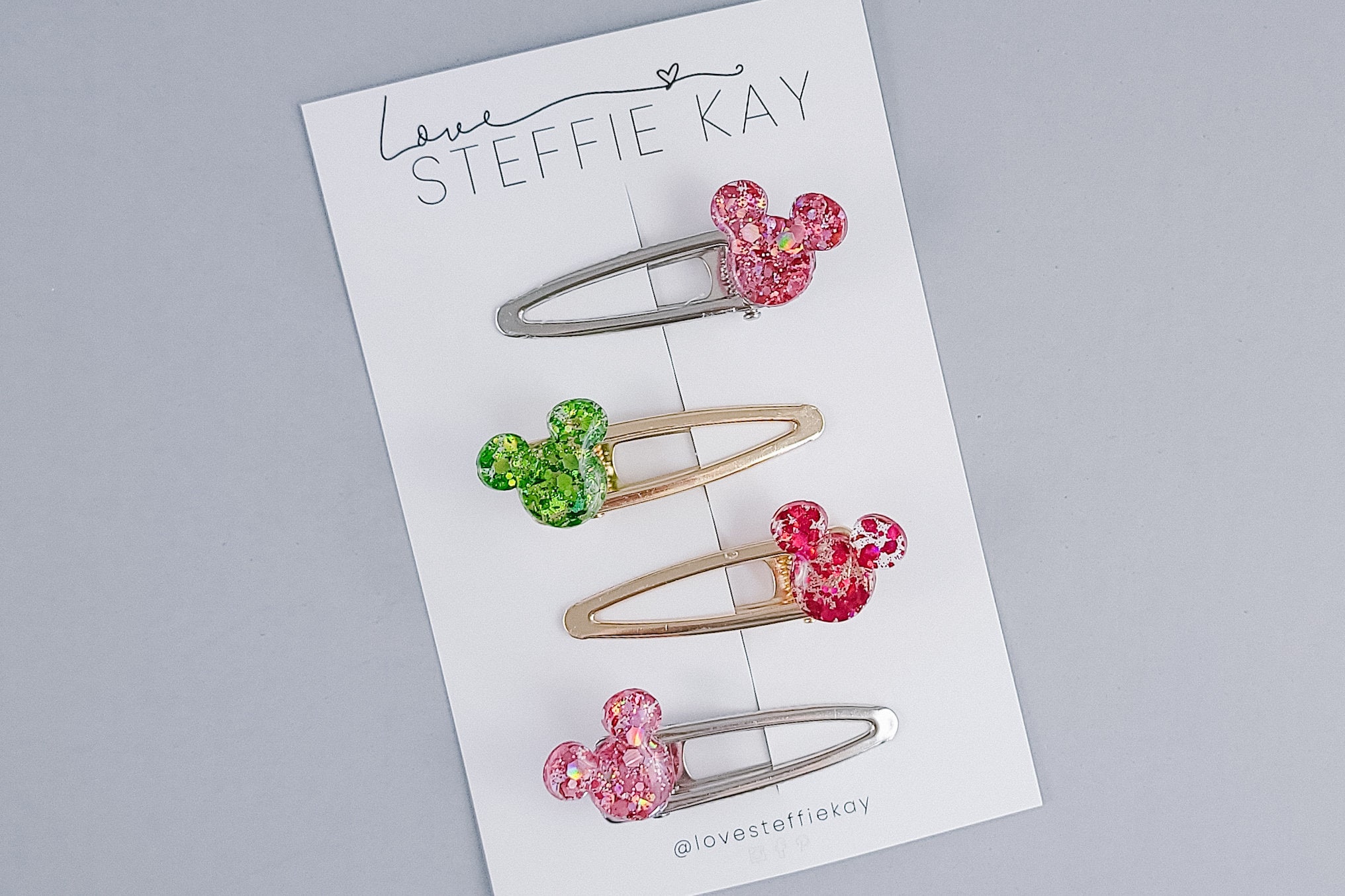 2 Fiocchi Per Capelli Fatti A Mano Minnie Mouse – Nastro Grosgrain Per Bambine, Mosbows