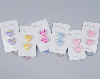 2-Pack Hair Ties | Checkered Mouse Heads | 6 Options