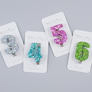 Glitter Number Alligator Hair Clip | Birthday Number Barrette