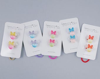 2-Pack Hair Ties | Ombre Bow Mouse Heads | 5 Options