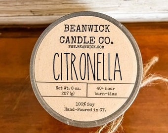 CITRONELLA Soy Candle in Mason Jar Unique Gift