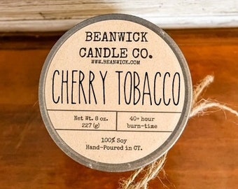 CHERRY TOBACCO Soy Candle in Mason Jar Unique Gift
