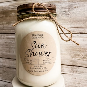SUN SHOWER Soy Candle in Mason Jar Unique Gift