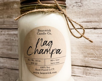 NAG CHAMPA Soy Candle in Mason Jar Unique Gift