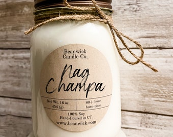 NAG CHAMPA Soy Candle in Mason Jar Unique Gift