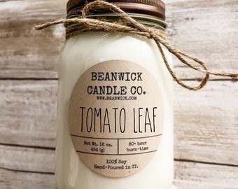 TOMATO LEAF Soy Candle in Mason Jar Unique Gift