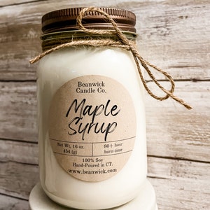 MAPLE SYRUP Soy Candle in Mason Jar Unique Gift