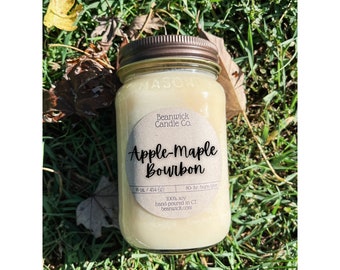 APPLE-MAPLE BOURBON Soy Candle in Mason Jar Unique Gift