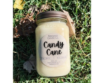 CANDY CANE Soy Candle in Mason Jar Unique Gift