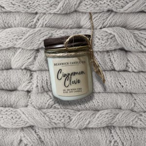 CINNAMON CLOVE Soy Candle in 8 oz. Glass Jar Unique Gift