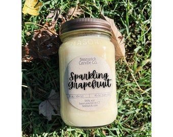 SPARKLING GRAPEFRUIT Soy Candle in Mason Jar Unique Gift