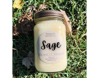 SAGE Soy Candle in Mason Jar Unique Gift