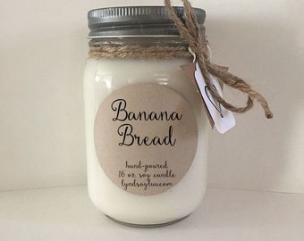 BANANA NUT BREAD Soy Candles • Scented Candles • Soy Wax Candles • Handmade Candles • Mason Jar Candles • Farmhouse Candles