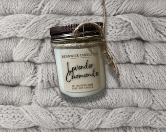 Vela de soja com lavanda e camomila - Pote de vidro de 8 oz - Presente de aromaterapia