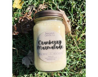 CRANBERRY MARMALADE Soy Candle in Mason Jar Unique Gift