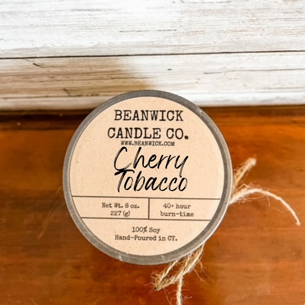 CHERRY TOBACCO Soy Candle in Mason Jar Unique Gift