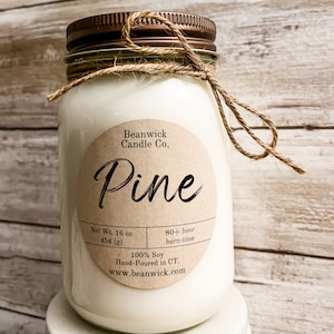 Vela de soja PINE en Mason Jar Regalo único