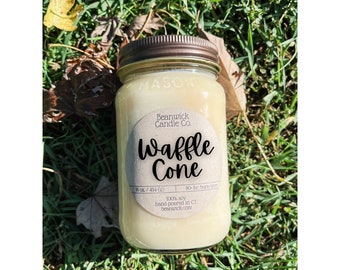 WAFFLE CONE Soy Candle in Mason Jar Unique Gift