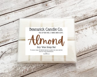 1 pack (2 bars) ALMOND Soy Wax Melts Unique Gifts