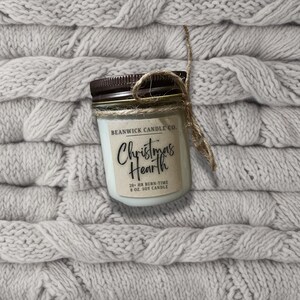 CHRISTMAS HEARTH Soy Candle in 8 oz. Glass Jar Unique Gift