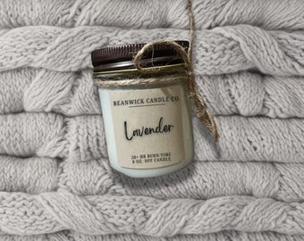 Vela de soja e lavanda: Jarra de vidro de 8 oz feita à mão