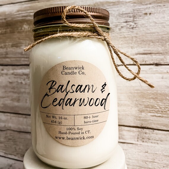 Balsam & Cedarwood Soy Candle - 16 oz Mason Jar