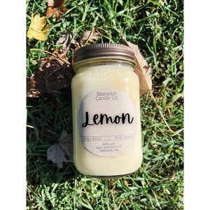LEMON Soy Candle in Mason Jar Unique Gift
