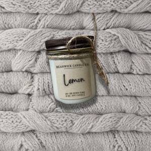 LEMON Soy Candle in 8 oz. Glass Jar Unique Gift