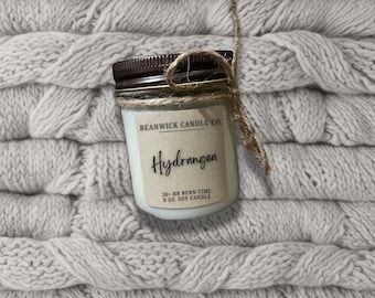 Vela de soja con aroma a hortensia: aroma floral, frasco de vidrio de 226 ml