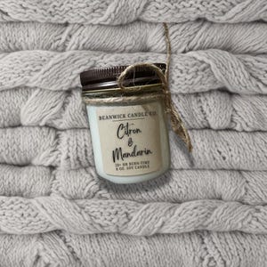 CITRON & MANDARIN Soy Candle in 8 oz. Glass Jar Unique Gift