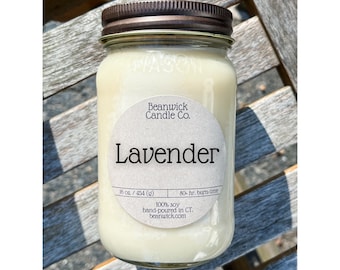 Vela de soja com lavanda: tempo de queima de mais de 80 horas em frasco de vidro