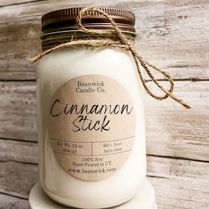 CINNAMON STICK Soy Candle in Mason Jar Unique Gift