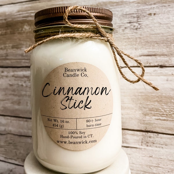 CINNAMON STICK Soy Candle in Mason Jar Unique Gift