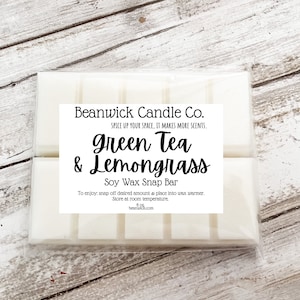 1 pack (2 bars) - GREEN TEA & LEMONGRASS Soy Wax Melts Unique Gifts