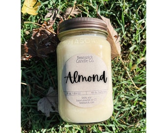 ALMOND Soy Candle in Mason Jar Unique Gift