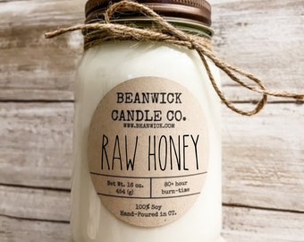 RAW HONEY Soy Candle in Mason Jar Unique Gift