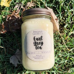 Vela de soja con té Earl Grey: vela hecha a mano en un tarro de cristal