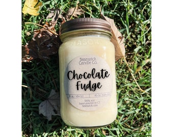 CHOCOLATE FUDGE Soy Candle in Mason Jar Unique Gift