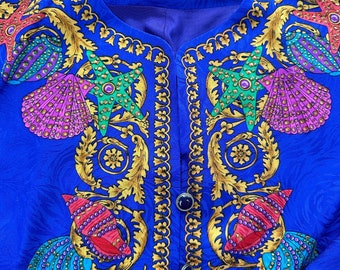 1990's 100% Silk Made in Korea "Under the Sea" print suit