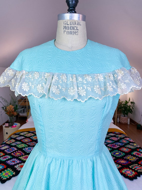 Gorgeous 50's Pinup Summer Picnic Turquoise Full … - image 3