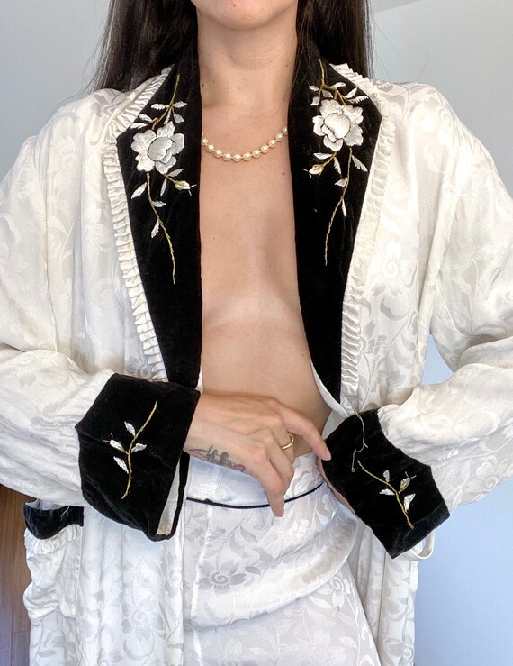 1940's Made In Japan Embroidered Silk and Velvet R