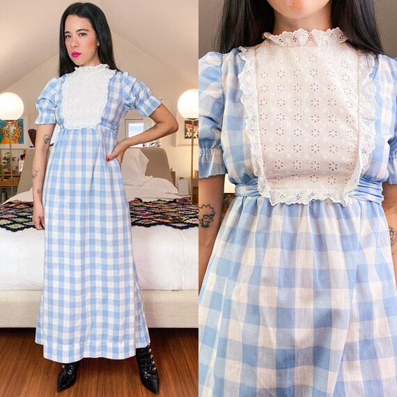 70's Gingham Gunne Sax Inspired Plaid Lace Prairie