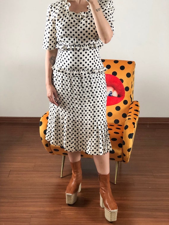 Vintage Polkadot Silk Valentino Dress - image 2