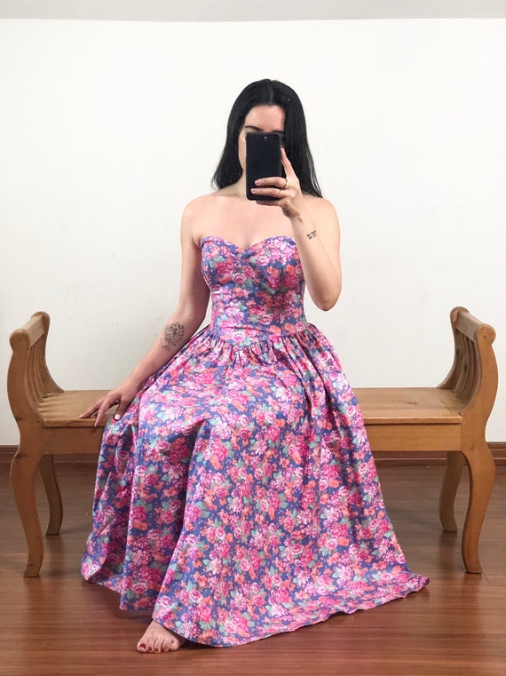 Laura Ashley Strapless Floral Dress