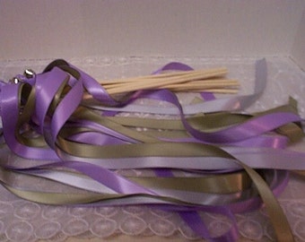 Wedding Wands,50 Triple Ribbon Wands, Wedding Send Off, Party Streamers, Bell